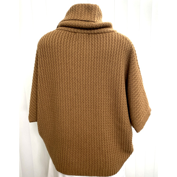 Massimo Dutti short Dolman Sleeve Cowl Neck Sweater Wool Brown Camel Kni… - Picture 4 of 6